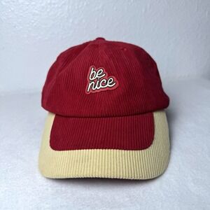 State Farm Insurance Be Nice Corduroy Hat Red‎ Tan SnapBack Adjustable Cap READ